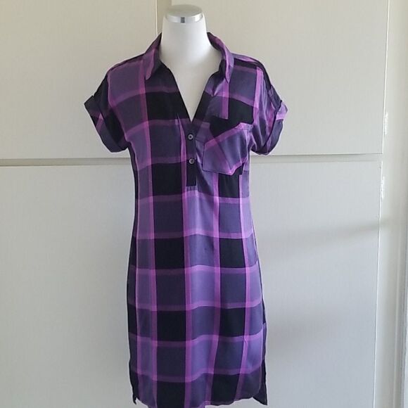 Rock and Republic purple and black Plaid Dress, xs - Picture 1 of 6
